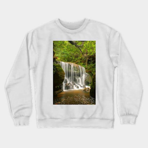 Blue Mountains waterfall Crewneck Sweatshirt by Michaelm43